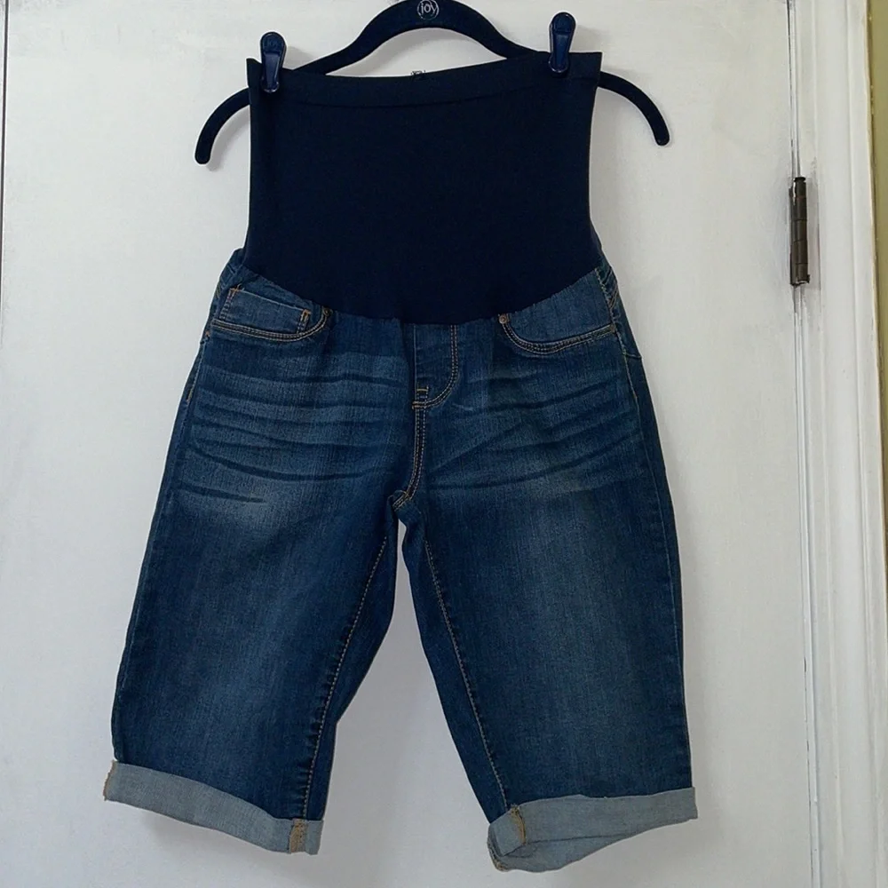 Stretch Denim Maternity Shorts | Swelling‑Friendly Belly Panel Summer Comfort 8